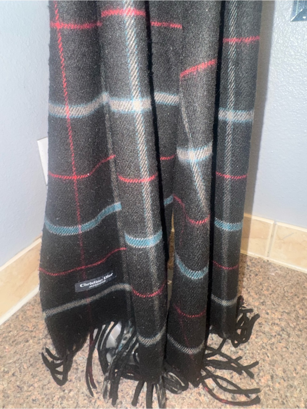 Dior Black Plaid Scarf EUC - Picture 2 of 3